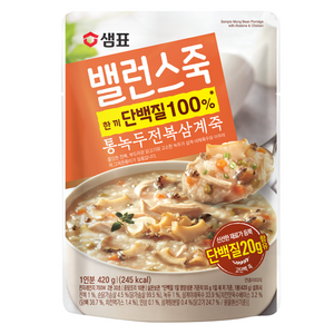 샘표 밸런스죽 통녹두 전복 삼계죽, 420g, 1개