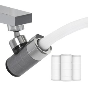 해피달링 시그니처 워터탭 세면대 필터 수전 + 필터 3P 세트, 블랙 실버, 1세트