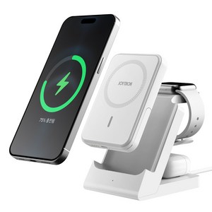 조이트론 트라이맥스 3in1 맥세이프 보조배터리 거치대 무선충전기 + 배터리 분리형 5000mAh, 화이트, 1개