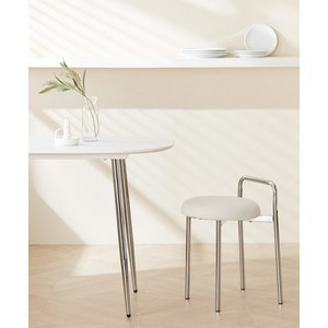 룸앤홈 보스톤 크롬 스툴, 크림, 1개