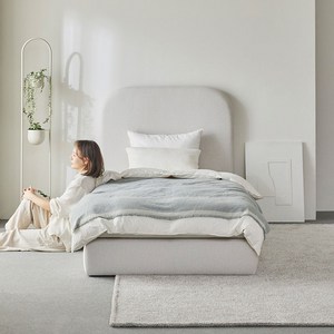 우아미가구 타나 통판형 아쿠아택스 헤드보드 침대 프레임, 아이보리, 슈퍼싱글