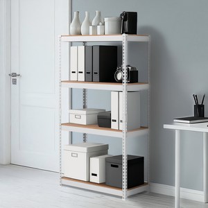 스피드랙 라이트 무볼트 앵글 다용도 철제 선반, 화이트, 800 x 400 x 1500mm, 4단