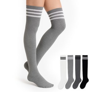 코지라벨 여성용 라인 포인트 하이니삭스 4족 세트