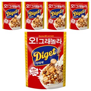 마켓오네이처 오 그래놀라 다이제 시리얼, 250g, 5개