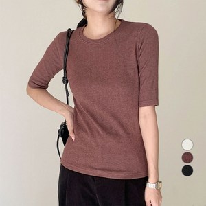 아피나르 여성용 슬림핏 하프슬리브 웜업 기모 티셔츠