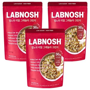 랩노쉬 리얼 그래놀라 크런치 오리지널 시리얼, 200g, 3개