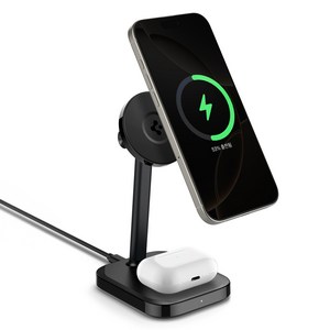 슈피겐 qi2 15W 2 in 1 고속 무선 충전 맥세이프 거치대 PF2402