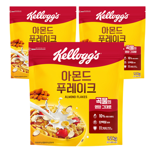 켈로그 아몬드 푸레이크 시리얼, 1.2kg, 3개
