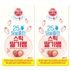 오뚜기 라이트앤조이 당을줄인 스틱딸기잼, 20g, 20개