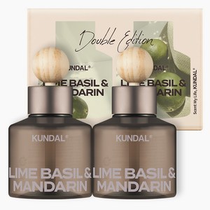 쿤달 퍼퓸 차량용 방향제 75ml 2p + 우드볼 스틱 2p 세트, 라임바질앤만다린, 1세트