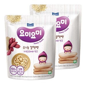 매일유업 요미요미 유기농 쌀떡뻥 30g, 자색고구마와 연근, 30g, 2개