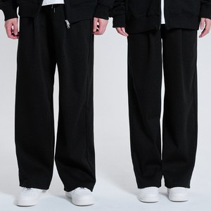 포슈어 남녀공용 겨울용 원턱 와이드 기모 팬츠