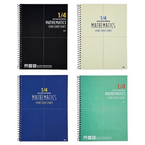 아이비스 4등분 연습장 4종 세트, 블루 + 크림 + ..., 1세트