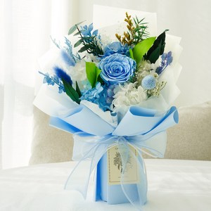 코멧 로맨틱 생화 프리저브드 꽃다발 + 쇼핑백