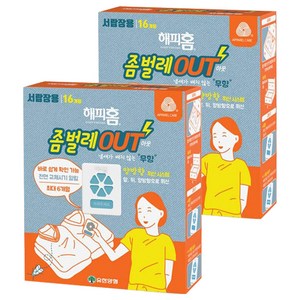 해피홈 좀벌레 아웃 방충제 서랍장용 무향 16p, 7.2g, 2개