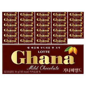 가나 마일드 밀크초콜릿, 34g, 30개