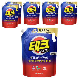 테크 베이킹소다 플러스 구연산 실내건조 액체세제 일반용 리필, 2L, 6개
