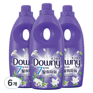 다우니 7일 지속 탈취파워 초고농축 섬유유연제 화이트티와 릴리 본품, 1.05L, 6개