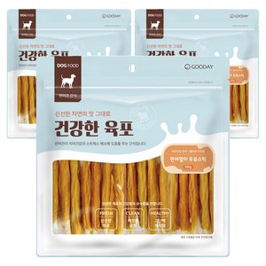 굿데이 강아지 건강한 육포, 연어말이 우유스틱, 300g, 3개