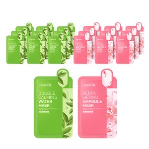 메디힐 더블 카밍 워터 마스크 + 펩타 리프팅 앰플 마스크, 20개입, 1개