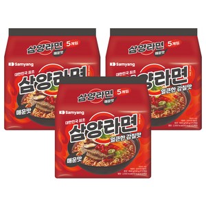 삼양라면 매운맛 120g, 15개, (5개입 X 3팩)