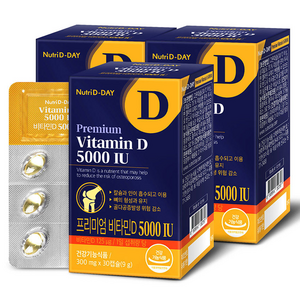 뉴트리디데이 프리미엄 비타민D 5000 IU 9g, 30정, 3개