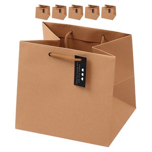 포포팬시 블랙라벨 무지 크라프트 쇼핑백, 4호(22 x 20..., 6개
