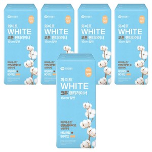 화이트 코튼 팬티라이너, 일반, 90개입, 5개