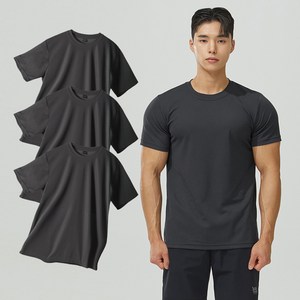 블랙몬스터핏 남녀공용 냉감 통기성 무지 쿨론 기능성 쿨 반팔 티셔츠 3P