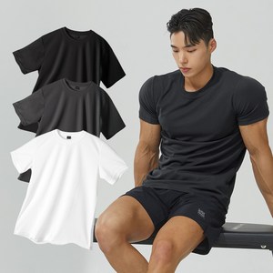 블랙몬스터핏 남녀공용 냉감 통기성 무지 쿨론 기능성 쿨 반팔 티셔츠 3P