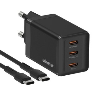 어반어스 GaN 67W 미니 C타입 3포트 PD PPS 초고속 충전기 65W C TO C 케이블 1.5m