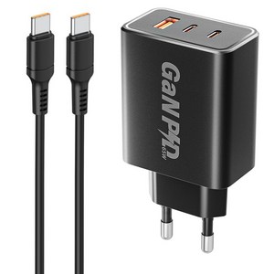 YINTO GaN 65W c타입 고속 충전기 3포트 PD3.0 PPS + C TO C 1M 100w 케이블 세트