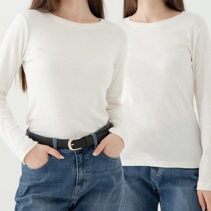 ELLE PARIS 여성용 골지 슬림핏 긴팔 티셔츠 2pc set
