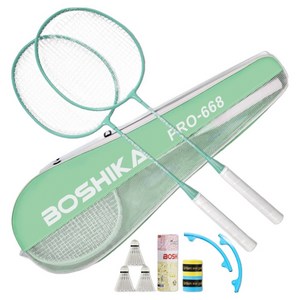 보시카 배드민턴 라켓 2p + 셔틀콕 3p + 헤드커버 2p + 그립밴드 2p + 가방 풀구성
