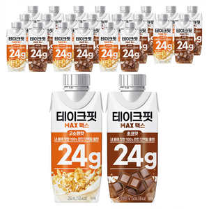 테이크핏 맥스 프로틴 250ml 고소한맛 12p + 초코맛 12p, 250ml, 1세트