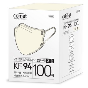 코멧 KF94 데일리 새부리형 보건방역 마스크 대형 와이드핏, 5개입, 상아색, 20개
