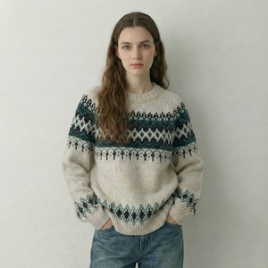 에이비플러스 여성용 라운드넥 겨울 니트