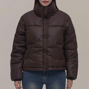 엘쏘 여성용 레더 크롭 패딩 PU 점퍼