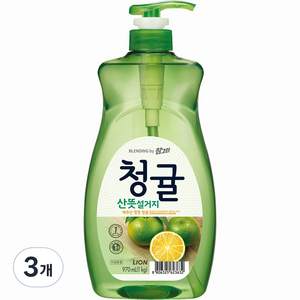 참그린 청귤 산뜻 설거지 주방세제, 1kg, 3개