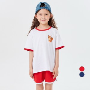 롤리트리 통기성 순면 링거 배색 그래픽 상하의 세트