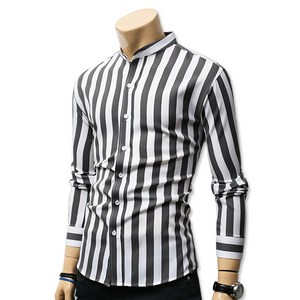 블루포스 남성용 쥬빔 스트라이프 차이나 긴팔 남방 셔츠