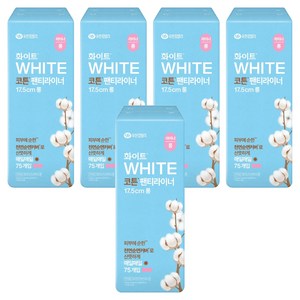 화이트 코튼 팬티라이너, 롱, 75개입, 5개