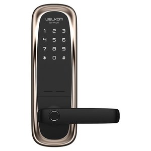 솔리티 웰콤 그립온 지문인식 무타공 손잡이 있음 도어락