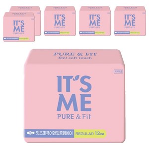 잇츠미 퓨어앤핏 생리대 날개형, 중형, 12개입, 6개