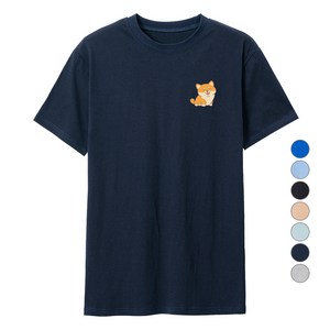 팀스핏 빅사이즈 남녀공용 통기성 시바견 로고 오버핏 반팔 티셔츠