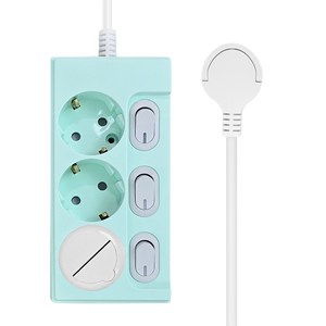 원스탑 제로갭 슬림 납작 컬러 개별스위치 멀티탭 3구 16A + 안전커버 세트