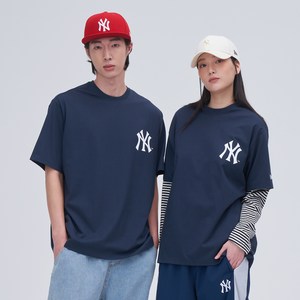 뉴에라 남녀공용 MLB 베이직 로고 뉴욕 양키스 반팔 티셔츠 1472130