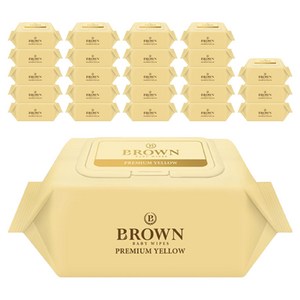 브라운 프리미엄 옐로우 아기 물티슈 휴대캡형
