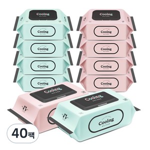 쿠잉 네이쳐 엠보싱 아기물티슈 캡형 45gsm, 120개입, 40개