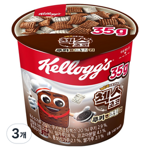 첵스초코 쿠키앤크림 컵, 35g, 3개